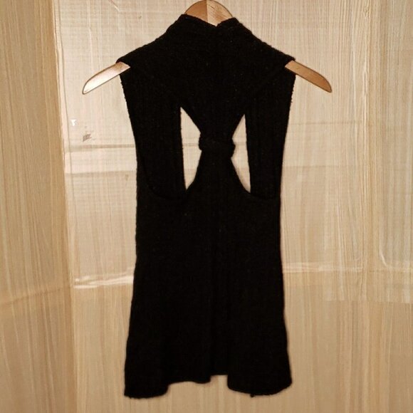 Maurices Womens Black Speckled Ribbed Open Front Sweater Vest Small - Picture 2 of 6